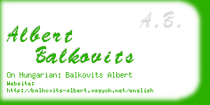 albert balkovits business card